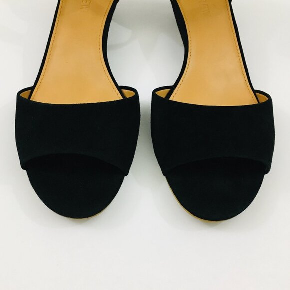 NEW! J. Crew Black Suede Kitten Demi-Wedge Sandals - 9.5 - Picture 3 of 9